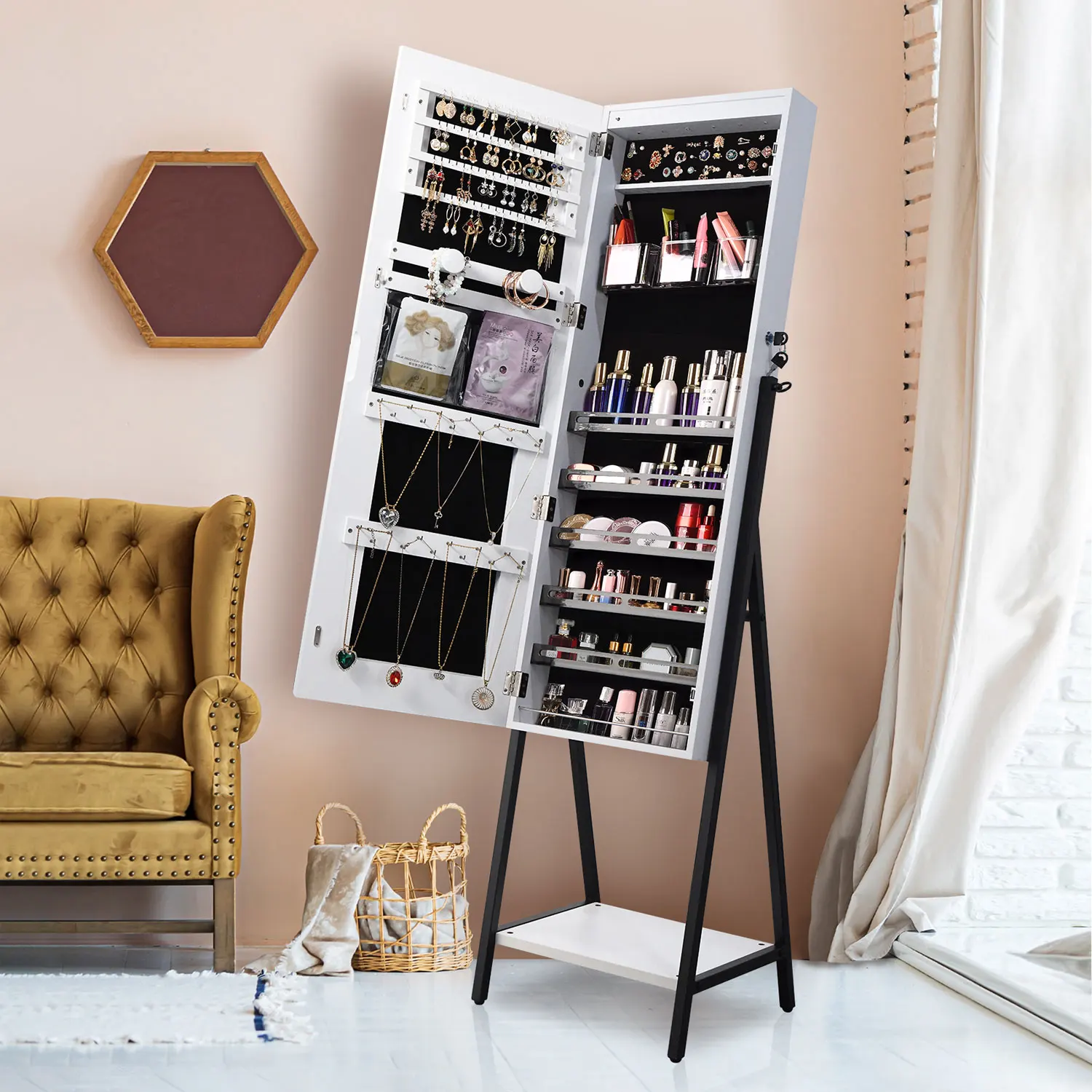 Floor Mirror With Jewelry Storage