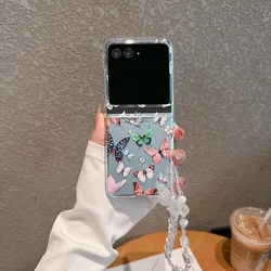 Butterfly Transparent Bracelet Shockproof Hard Cover Case for Razr 50Ultra (A(With Bracelet))