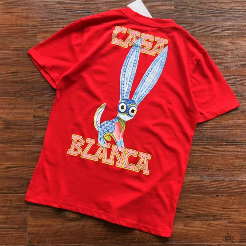 

Casablanca Rabbit Print T-Shirt Men Women Short Sleeve Casual Top T Shirts Oversized T Shirt Oversized T Shirt