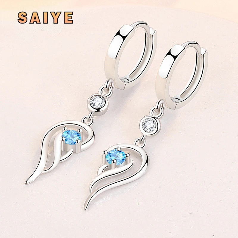 

Женские серьги из серебра 925 пробы, с голубым кристаллом