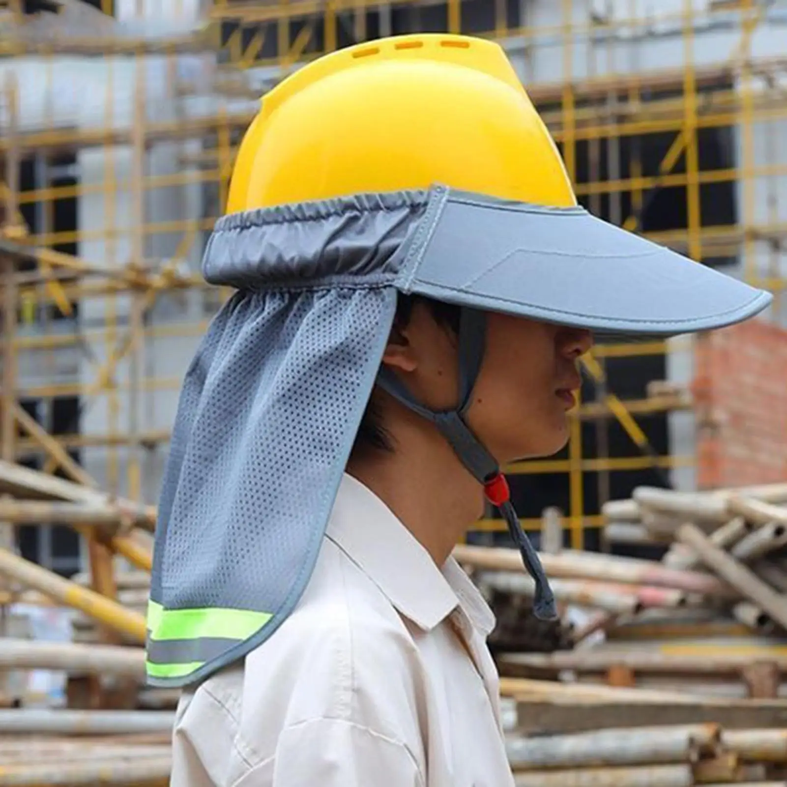ard Hat Shade Sun Visor Neck Shade Reflective Strip Protective Helmet Attachment For outdoor Working Construction Sites Men