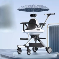 Poussette double en alliage d'aluminium, configuration du siège avant et arrière avec absorption des chocs, pare-chocs de sécurité pliable 4