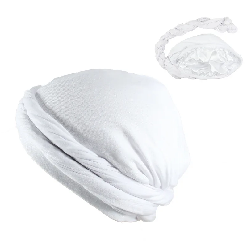 Vintage Turban für Männer Vintage Kopfwickel für Männer Stretch Modal und Satin Turban Schal Krawatte für Haare – Detail 4