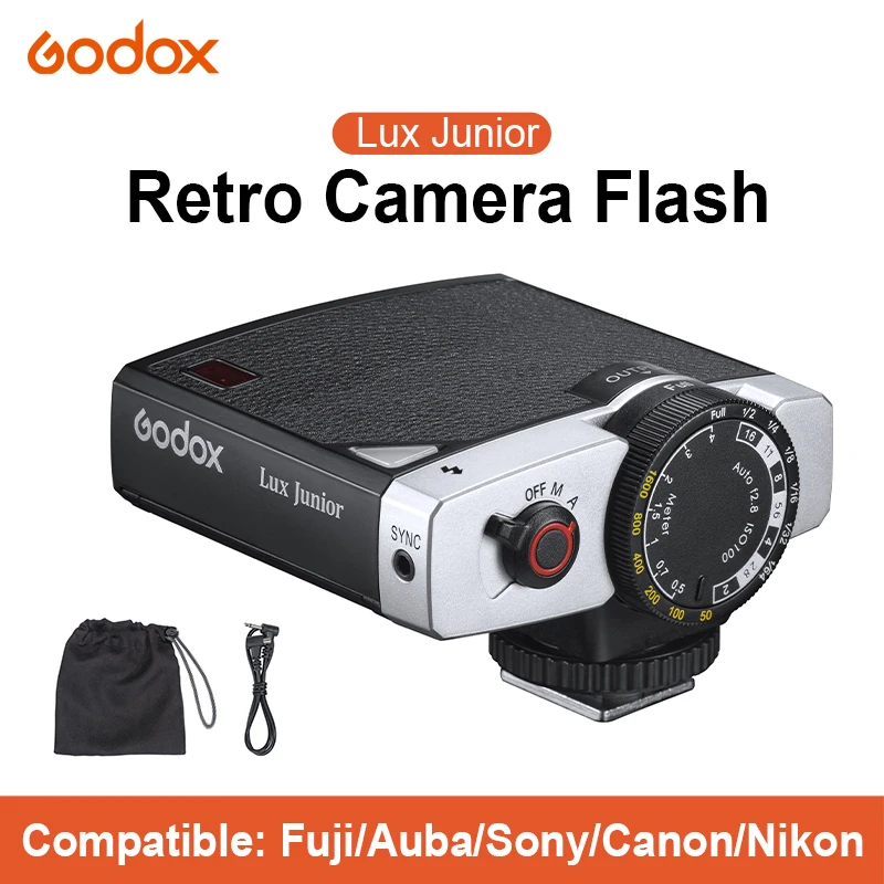 

Godox Lux Junior Retro Flash Light GN12 6000K ± 200K 7 Levels Trigger For Fujifilm Canon Nikon Olympus Sony Camera Speedlite