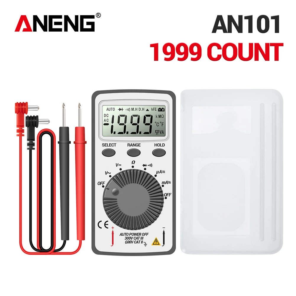 ANENG AN101 1999 Counts Mini Professional Digital Multimeter AC/DC Voltage Tester Automotive Current Tester Electrician Tools