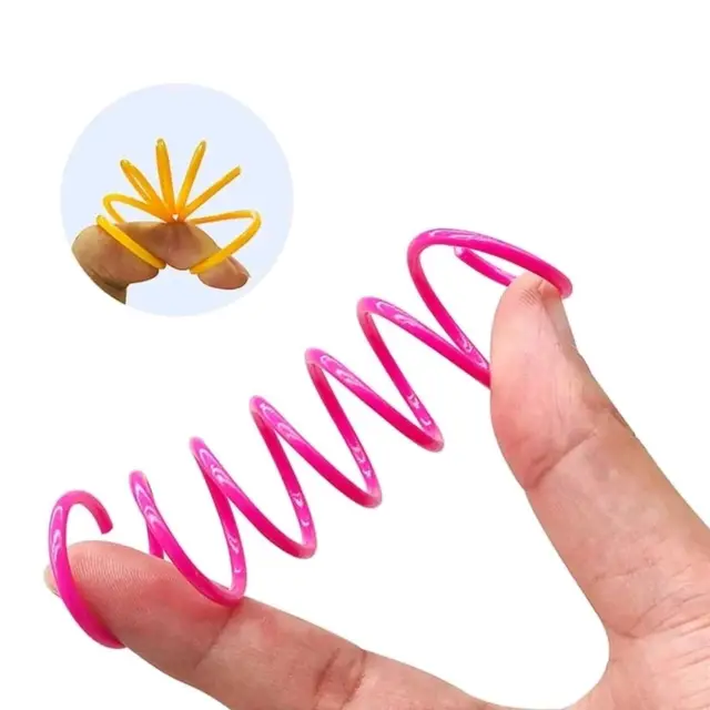 10Pcs Random Color Cat Spring Toys, Cat Spiral Springs for Indoor Cats, Colorful & Durable Plastic Spring Coils Attract to Swat, 2