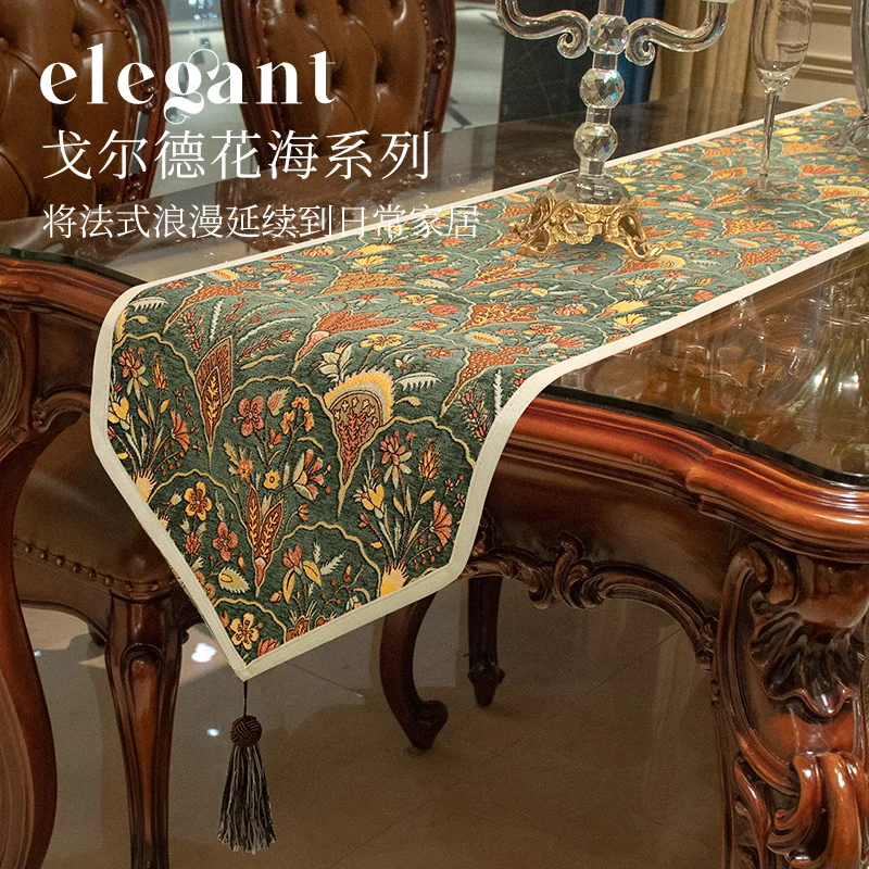 American Table Runner Retro Restaurant Tablecloth European Luxury Coffee Table Towel TV Cabinet Towel Table Decoration Linen