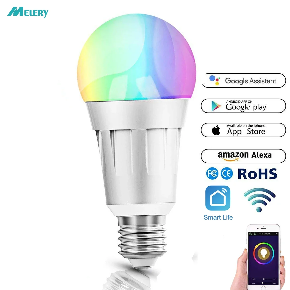 Wifi Smart Led Lampadina E27 E26 Rgb Warm Cool White Dimmerabile 7W Lampada Da Tavolo Timmer Voice Remote By Alexa Echo Google Home