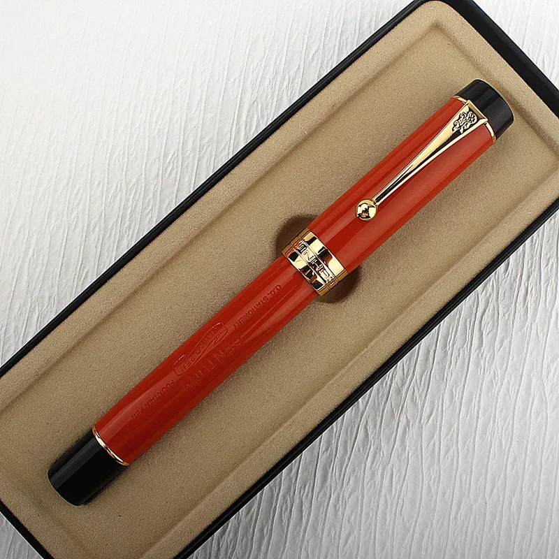 

Jinhao 100 перьевая ручка с золотым зажимом из смолы F с логотипом Jinhao канцелярские принадлежности ручка 0,5 мм подарки для студентов ручки для бизнеса письменный офисный инструмент