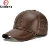 2025 New Style Men Cowhide Hat Winter Warm Outdoor Protect Ear Real Leather Adjustable Baseball Cap Men Real Cowhide Leather Cap 1