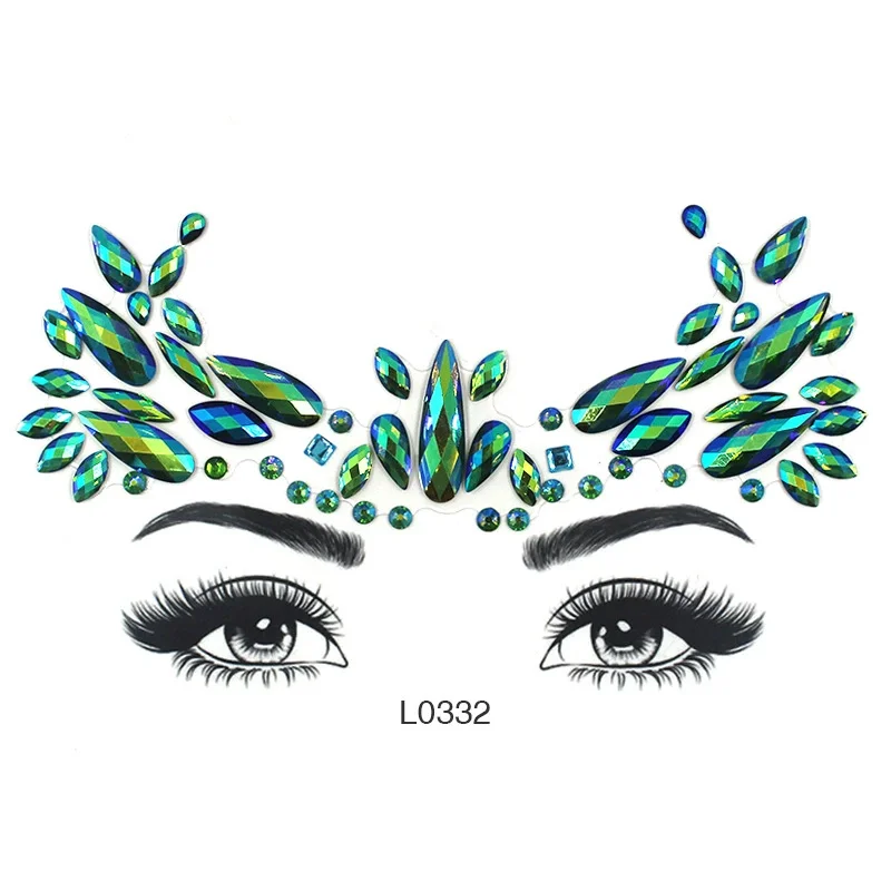 3D Face Jewels Sticker Temporary Tattoo Crystal Rhinestone Stickers Body Art Shiny Gem Tattoo Makeup Stickers Face Gems Sticker