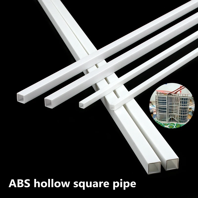 Tube carré creux en plastique ABS, diamètre 3/4/5/6/8/10mm, bricolage, matériel de Table à sable, construction de maquettes, 5 ~ 80 pièces