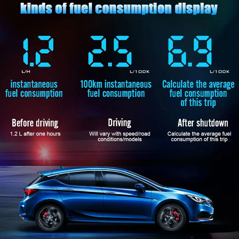 HUD  ÷ OBD2 + GPS , ӵ ǵ  µ  Һ   Ÿ RPM, D2500