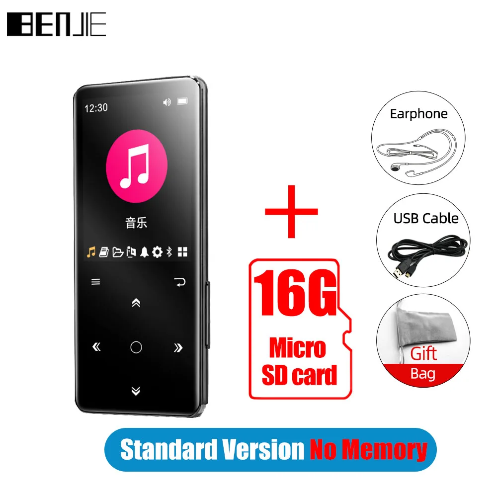 BENJIE M10 HiFi MP3 Player Smart Touch Screen Metal Music Player With Bluetooth 5.0 Support FM,Recording,E-Book,Clock,Pedometer 