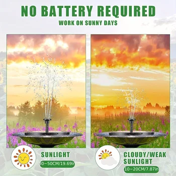 Outdoor Solar Floating Water Fountain For Bird Bath Fish Tank 7V/1W Garden Fountain Submersible Pump Garden Decoration - Image 6