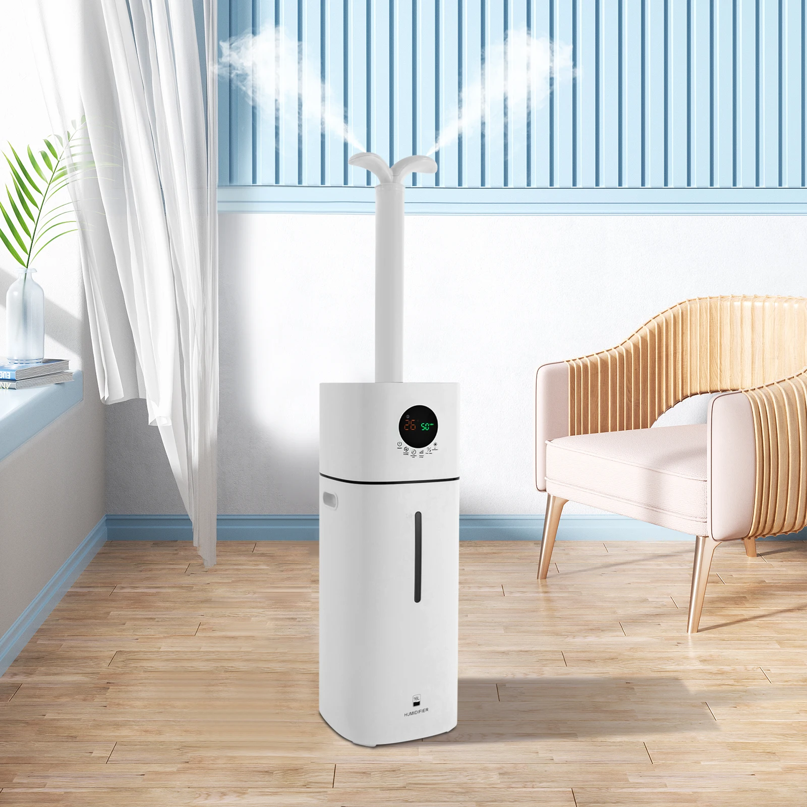Room Humidifier, Remote, Touch Control Large Humidifier 1-12 Hour Timer Function Spray Volume AAdjustable in Three Levels