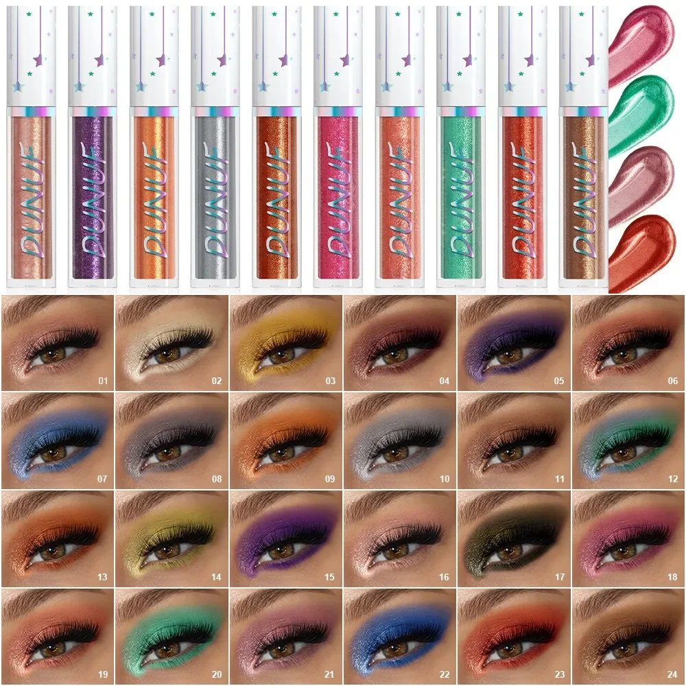Description Picture 4 of item24color Eyeshadow Stick Liquid Eyeliner Metallic Color Green Pearlescent Glitter Eye Shadow Waterproof High Gloss Makeup Pigment