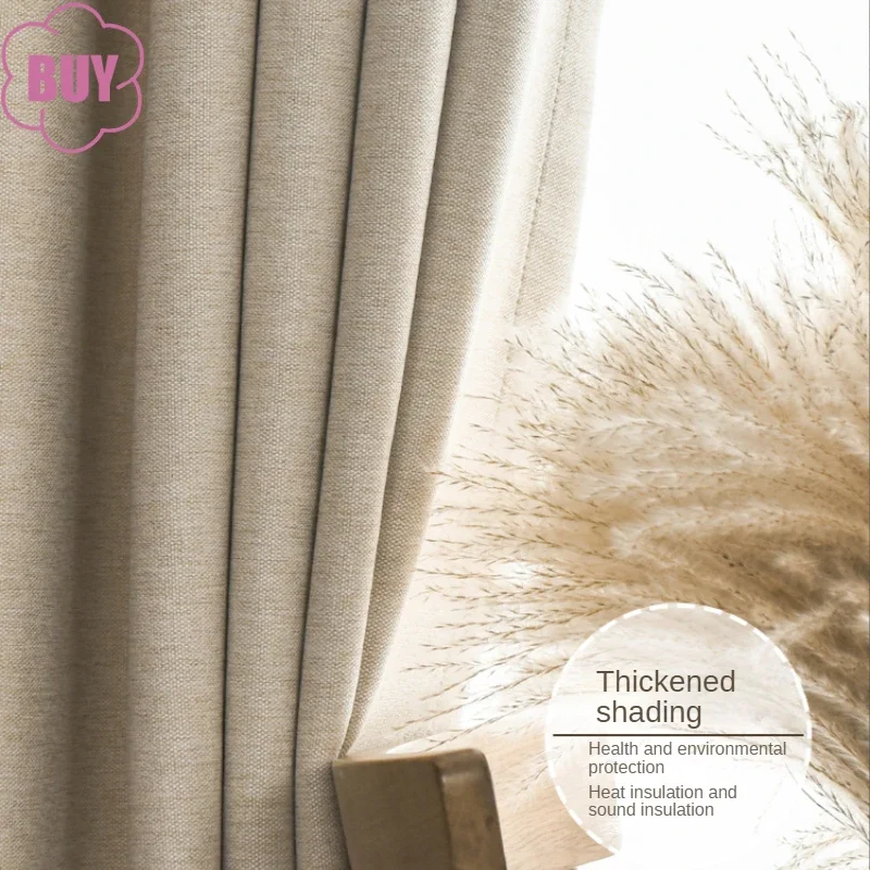 Window Curtains Decor Curtains Cotton and Linen Curtains Beige Cream Cotton Linen Thickened Curtains For Living Room Bedroom French Window Finished Home Decoration