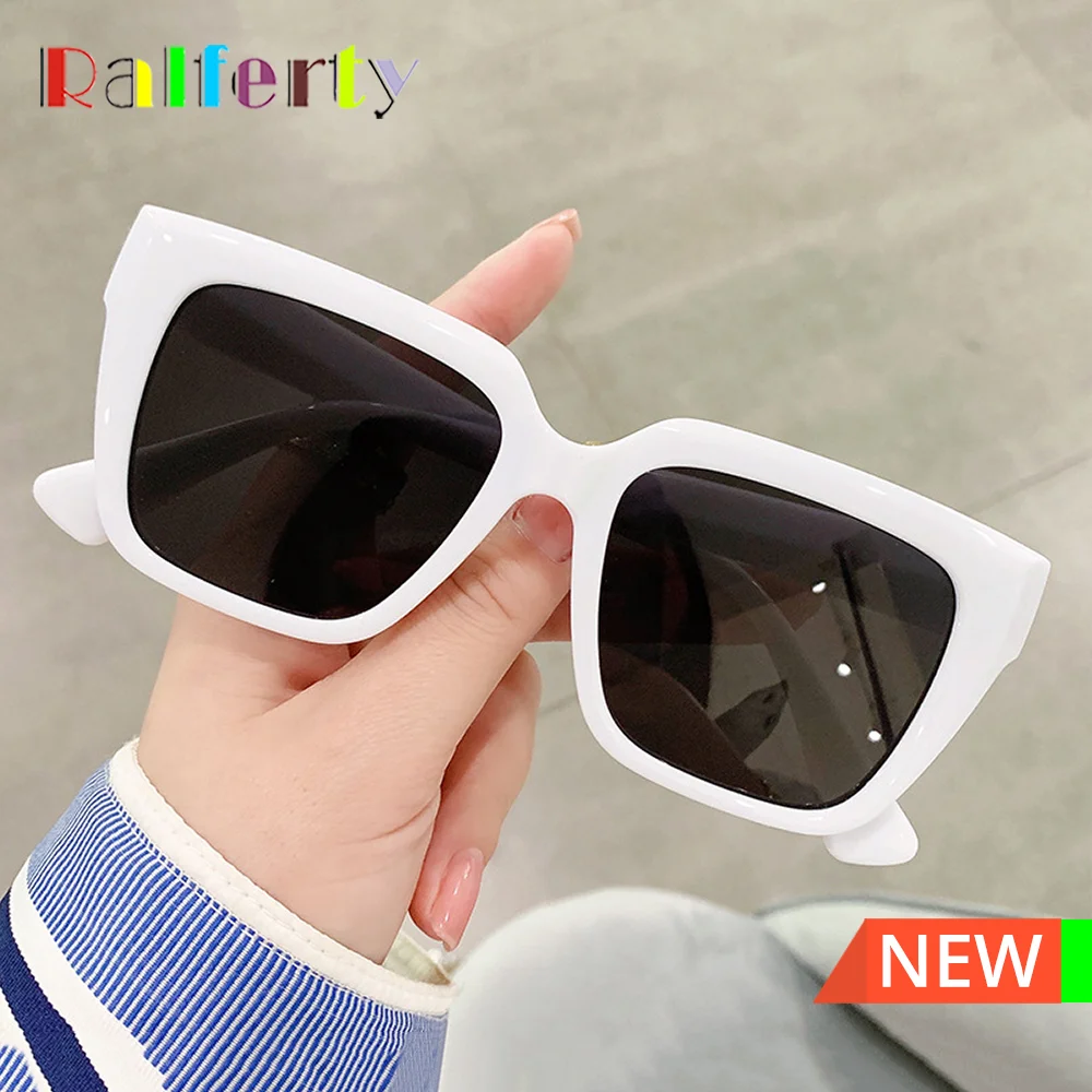 

Ralferty Fashion 2023 Female Sunglasses Women's Big Square White Sun Glasses Brand Designer Ladies Anti UVA UVB Sunshades Female