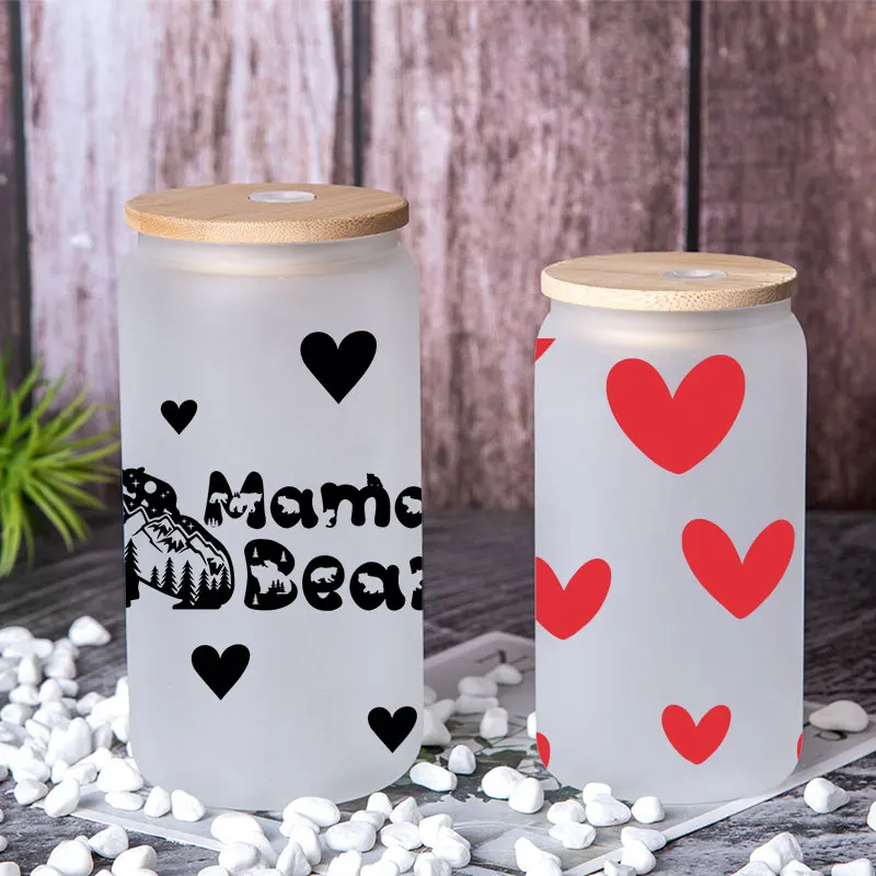 UV DTF Transfer Valentine's Day Heart Printed Sticker For 16oz Libbey Glasses Wraps Bottles Cup