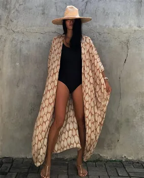 Women Plus Size Long Cover up Bikini Coverups Kimono Tie Front Bathing Suit Swimsuit Beachwear 1