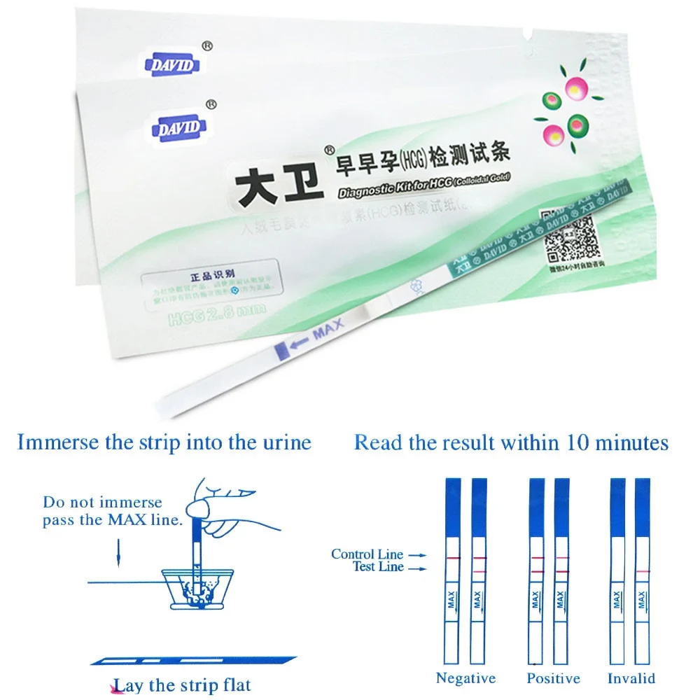HCG Pregnancy Rapid Test Strips Self Test Simple Urine Measure Sticks for Women Early Pregnancy Detection Over 99% Accuracy