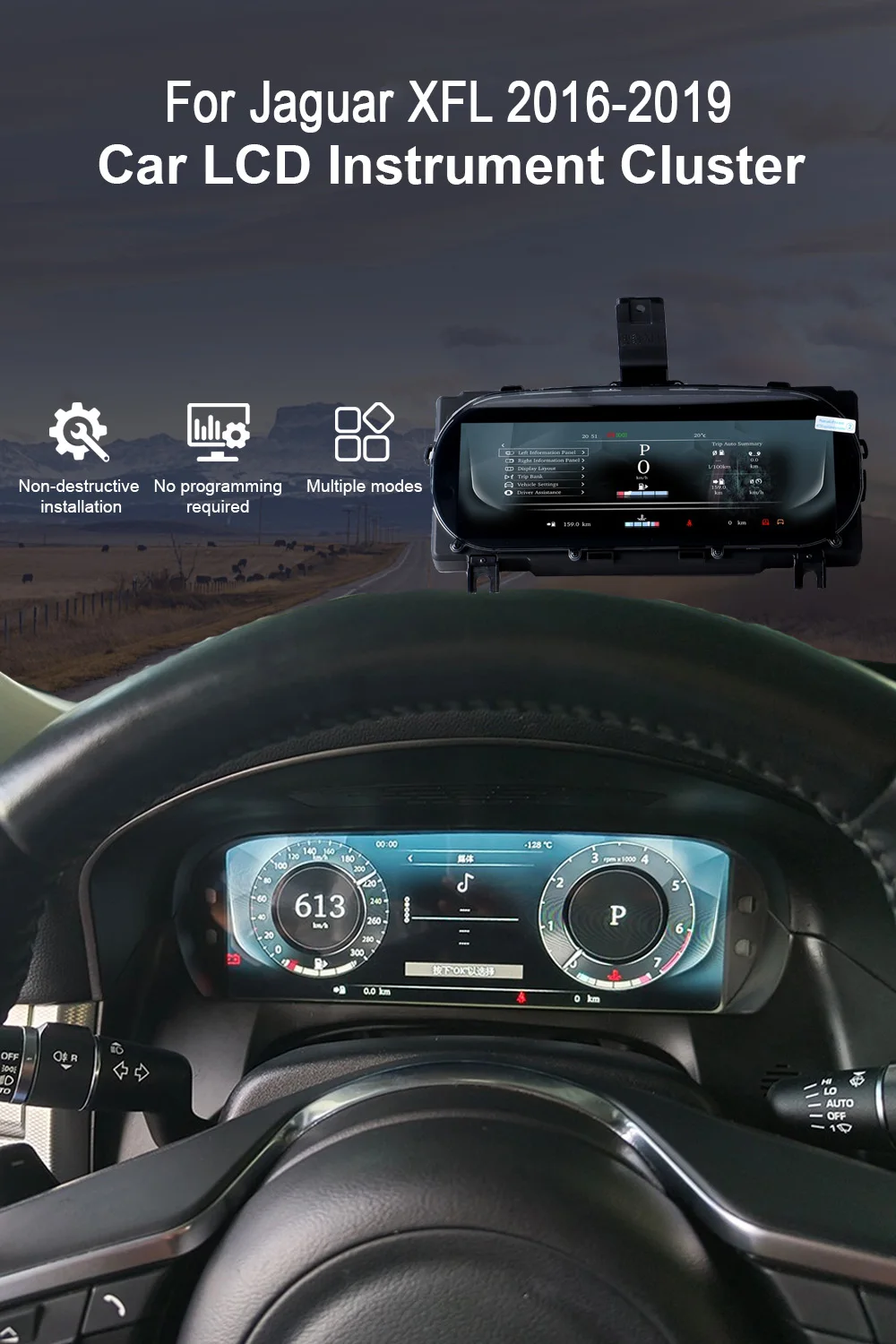 For Jaguar XFL 2016-2019 Carplay Car LCD Digital Instrument Cluster Speedometer,