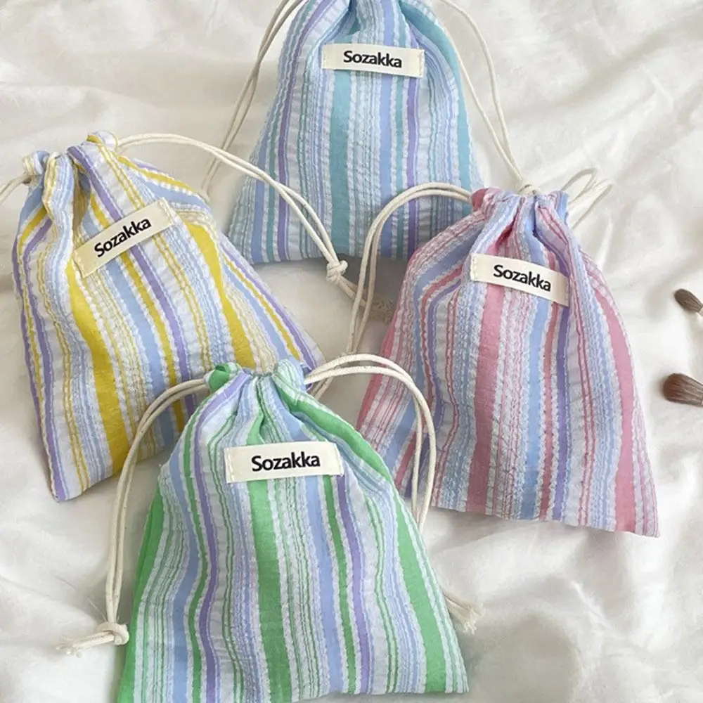 

Portable Change Bag Stripe Drawstring Storage Bag Packing Bag Coin Purse Makeup Bag Wallet Handbag Cosmetics Bag Outdoor