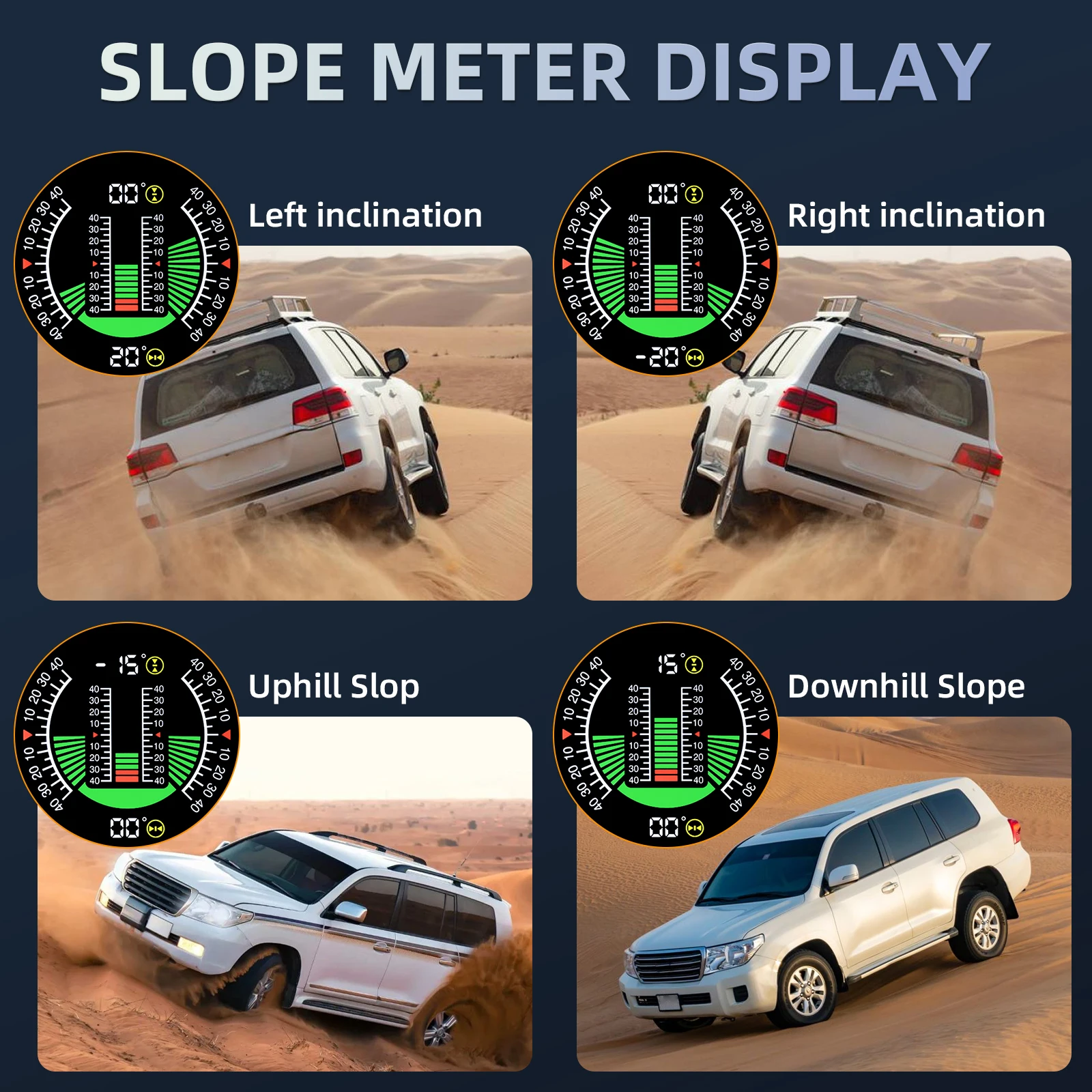 Off Road Inclinometer M60 M50 4x4 Off Road GPS Smart Inclinometer Car Digital Display Tilt Pitch Angle Auto HUD Intelligent Slope Meter
