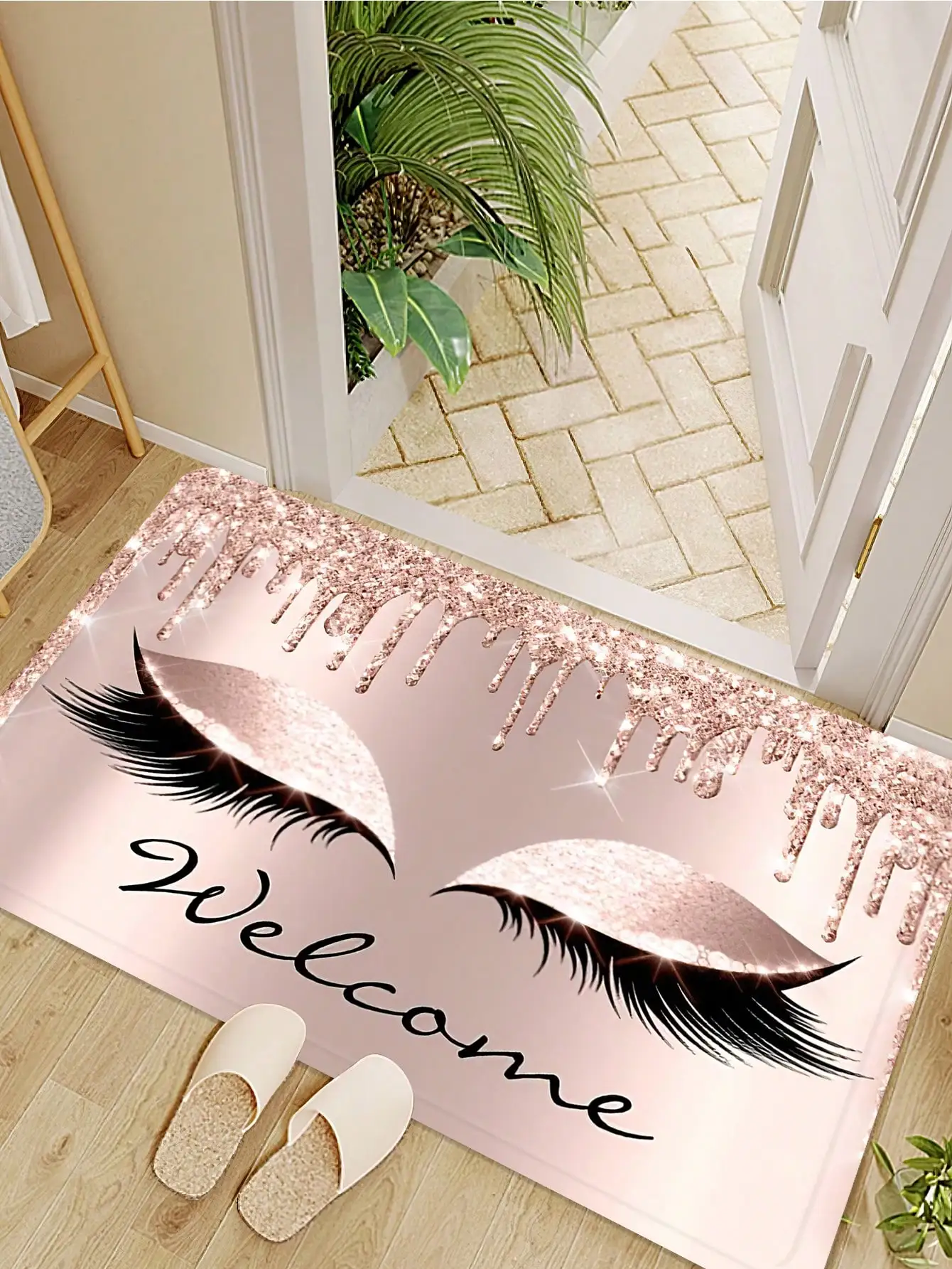 VIKAMA Lightweight Eye Print Crystal Pile Carpet Living Room Bedroom Entrance Foot Mat Kitchen Washable Dirty Resistant Doormat Floor Mat