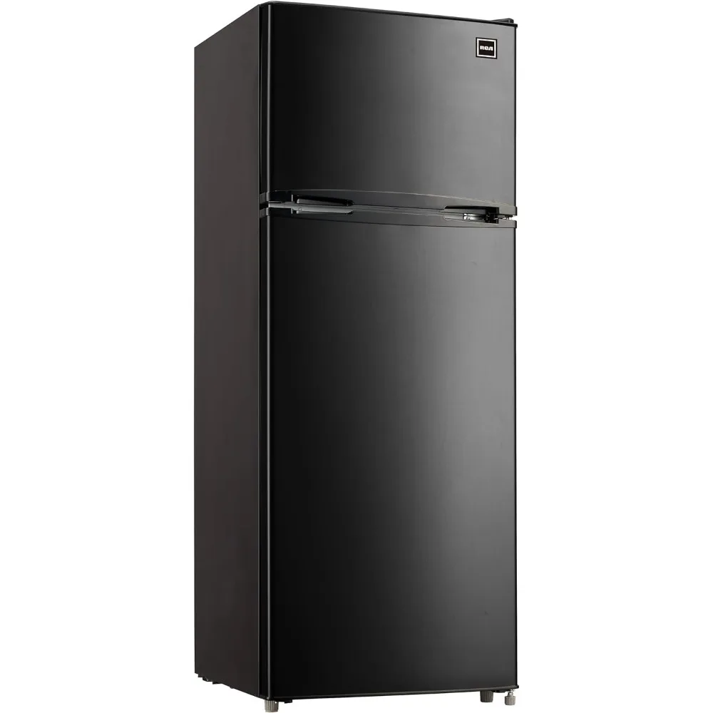 BLACK Apartment Size-Top Freezer-2 Door Fridge-Adjustable Thermostat Control-Black-7.5 Cubic Feet