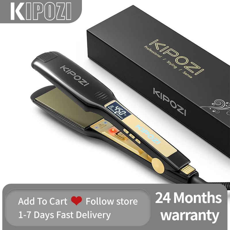 Kipozi Hair Straightener 139 Titanium Flat Iron 1.75 Inch Wide Plate