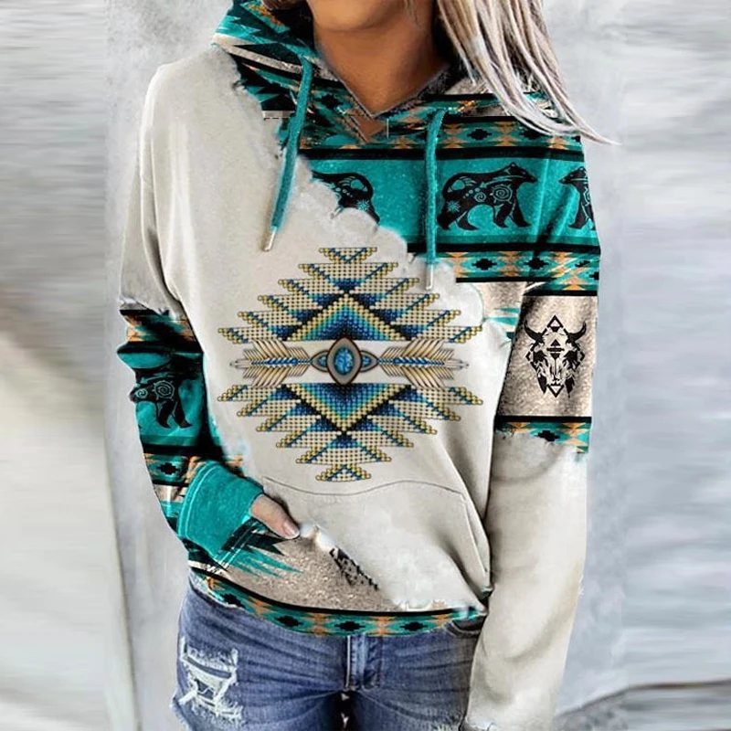 2024 Autumn Casual Long Sleeve Tops Ladies Winter Hooded Kawaii Sweatshirt Women Vintage Cartoon Print Elegant Loose Pullover