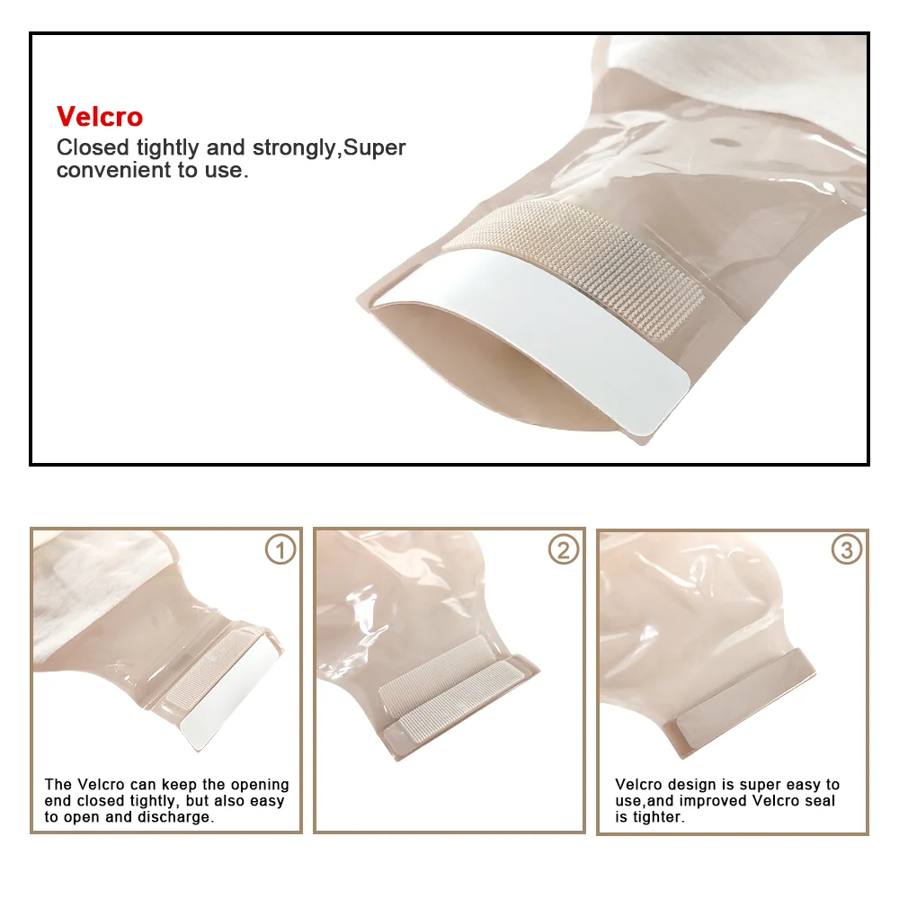 70mm 10pcs Bags One  Piece Ostomy Supplies Colostomy Bags Drainable Pouches with Hoop and Look Stoma Care 4