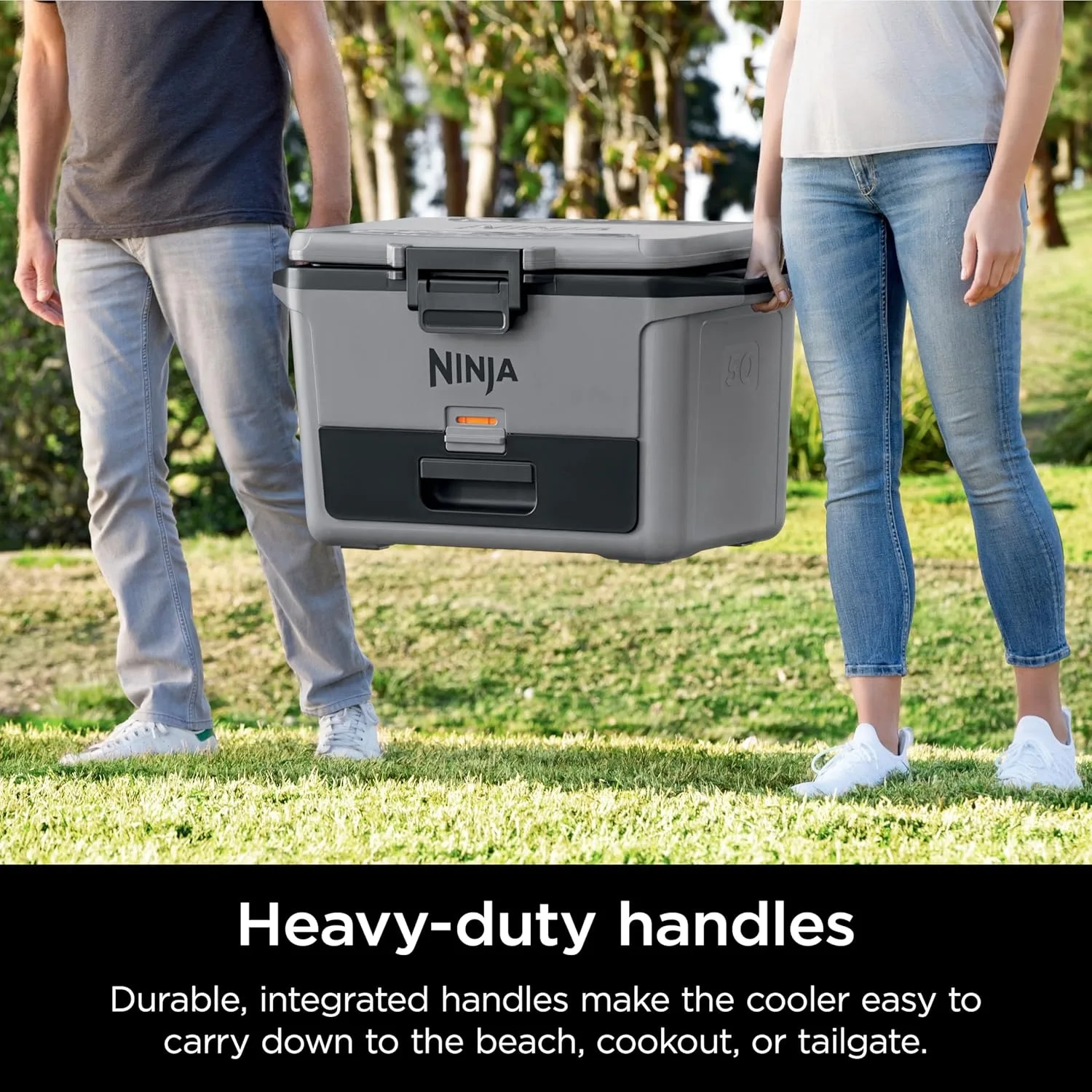 Ninja FB151GY FrostVault 50qt Hard Cooler with Dry Zone, Integrated Fridge-Temp Dry Storage Drawer Slate Gray