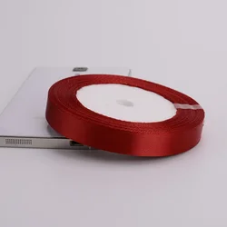 Elegant Burgundy Satin Ribbon - 25 Yards, 6mm - 75mm Widths, Perfect for DIY Crafts, Gift Wrapping, and Party Decorations (12mm Burgundy)