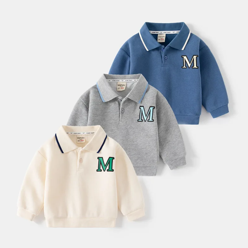 

Korean Newborn Baby Sweater Polo Knit Striped Top Kid Long Sleeve Lapel Warm Pullover Clothes 2023 Autumn Winter Children’s Wear