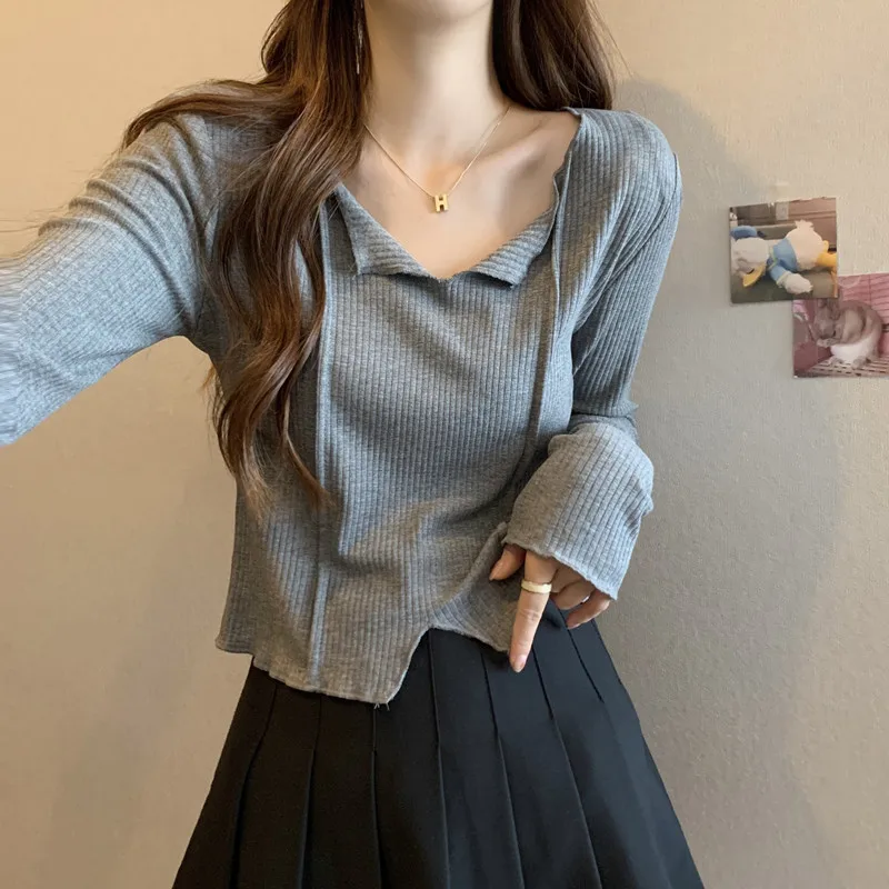 Black White Knitted Sweater Top for Women