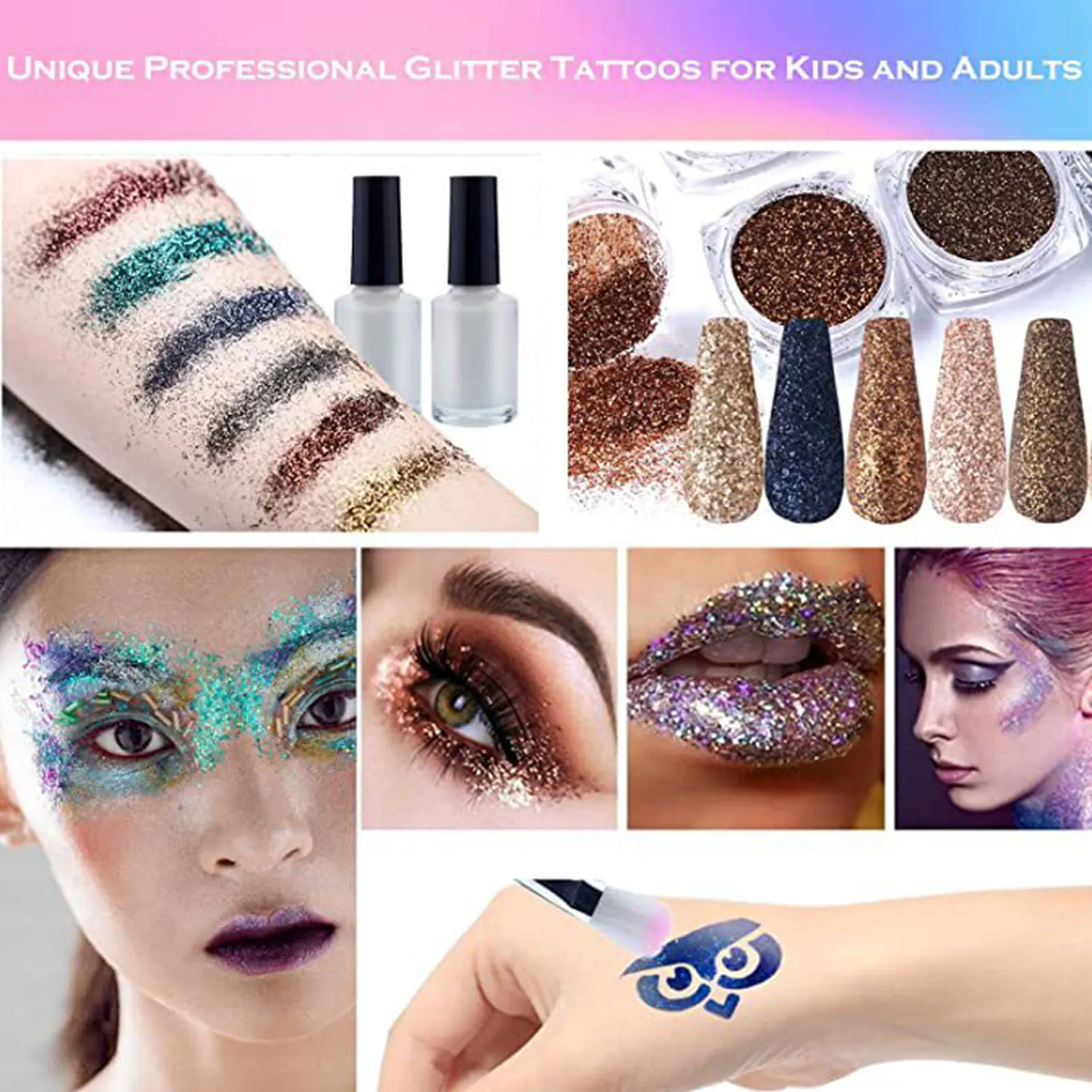 Glitter Tattoo Kit Temporary Glitter Tattoos Kit Girls Glitter Tattoo Kids  Glitter Tattoo Machine Kit For Glitter Temporary - Tattoo Inks - AliExpress