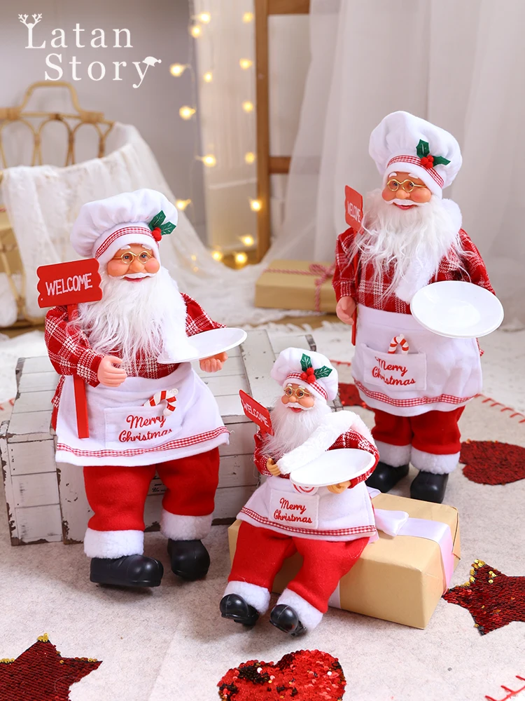 Christmas Decorations Santa Claus Dolls Standing Christmas Figurine Holiday Decoration Ornaments Layout Window Decoration