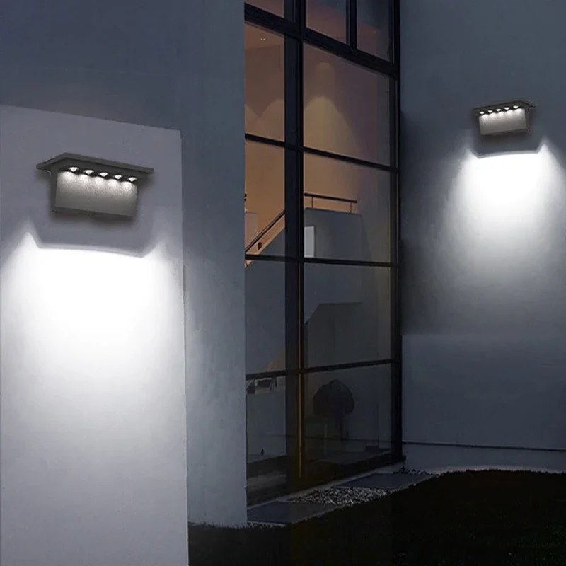LED 태양광 울타리 조명, RGB 색상 변경, 따뜻한 흰색, 야외 벽 조명, IP65 방수 장식 램프, 2 개