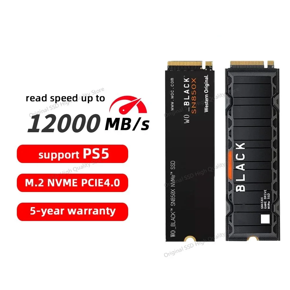 

SN850X SSD 1tb 2tb 4tb NVMe M2 SSD ps5 DRAM Cache PCIe 4.0x4 Hard Disk Internal Solid State Drive for Desktop