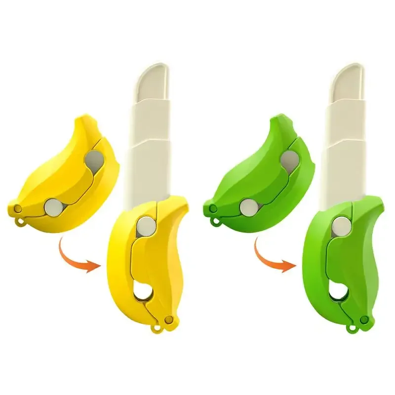 3D Gravity banana knife decompresion small fidget toy gravity folding telescopic Sensory Stress Relief Radish Toy For Adult Teen