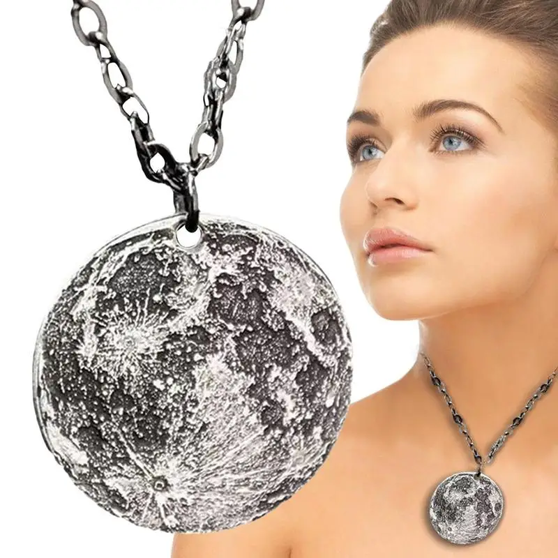 

Moon Pendant Necklace Retro Moon Pendant Necklace Portable Antiqued Disk Coin Pendant Necklace Birthday Gift For Men Women