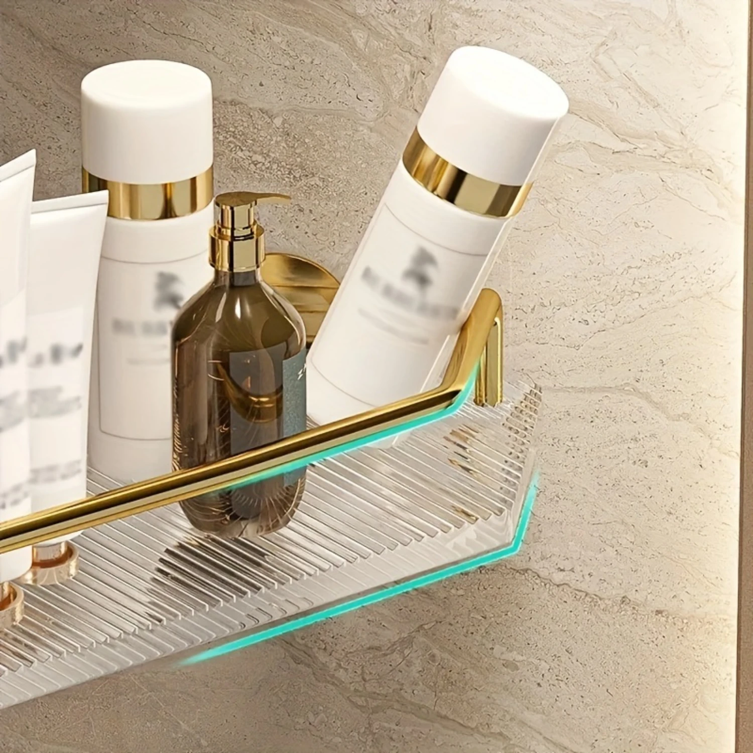 Acrylic Corner Shower Caddy, Wall Mounted Triangle Shelf for Shampoo Shower Gel, Bathroom Organizer & Accessories