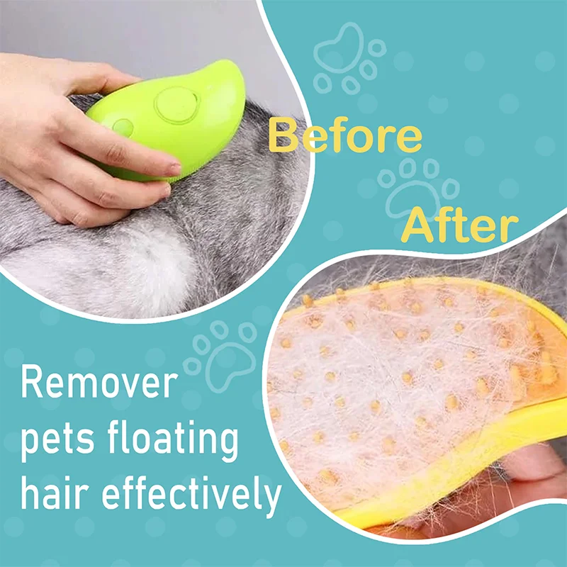 Pet Hair Brush Cat Steam 3in1 Steamy Floating Hair Brush Spray Massage Comb Rechargeable Slicker With Liquid Inlet