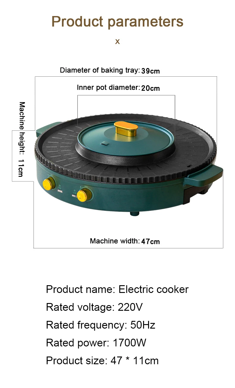 DMWD Electric Hot Pot Home Multi-function All-In-One Barbecue Machine Grill Shabu Frying Pan Smokeless Roasting Hotpot 5