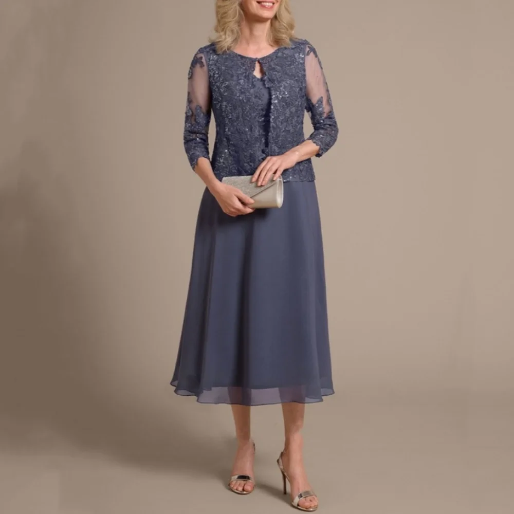 sachin and babi light blue dress Tea-Length Mother of the Bride Dresses main image 0
