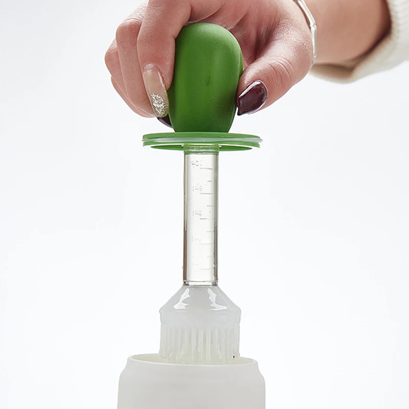 Nordic Glass Brush Oil Bottle, Seasoning Pot, Soy Sauce Bottle, Vinegar Pot, Household Kitchen Supplies, Silicone Oil Brush, 1Pc