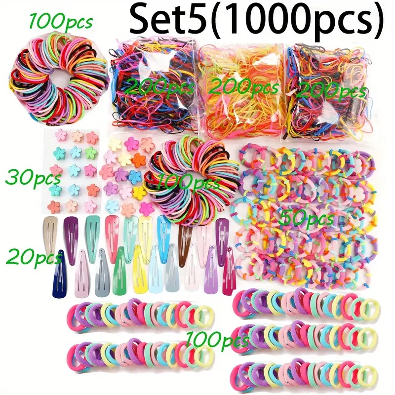 Colorful Hair Ties Set Hair Scrunchies For Women Elastic Ponytail Clips Holders Rubber Band For Hair Traceless Hair Ropes Set